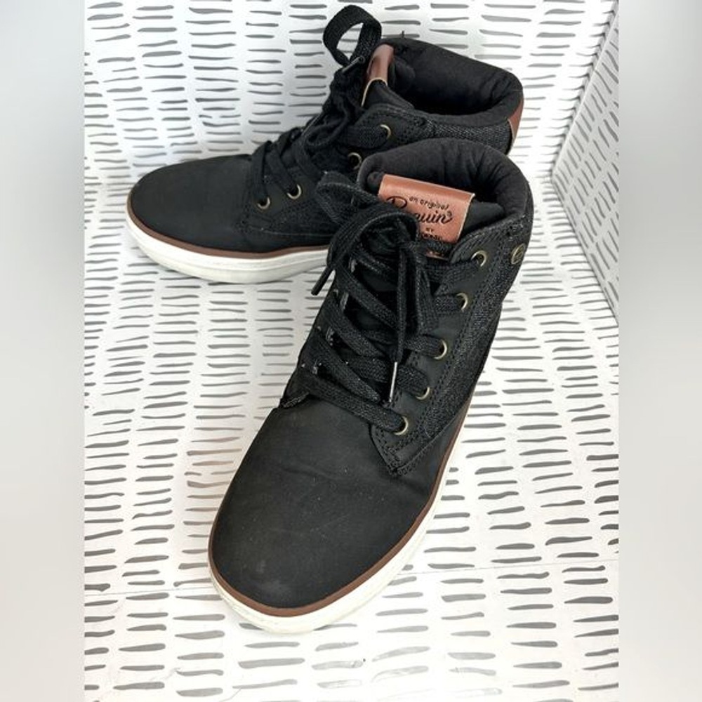 Original Penguin Marcel Boys Black High Top Sneakers Size 3 Streetwear Skater